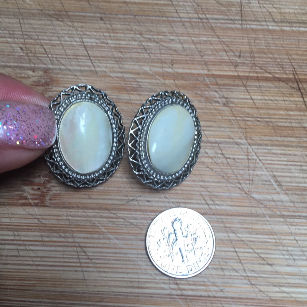 Sterling Silver and Mother of Pearl Earrings